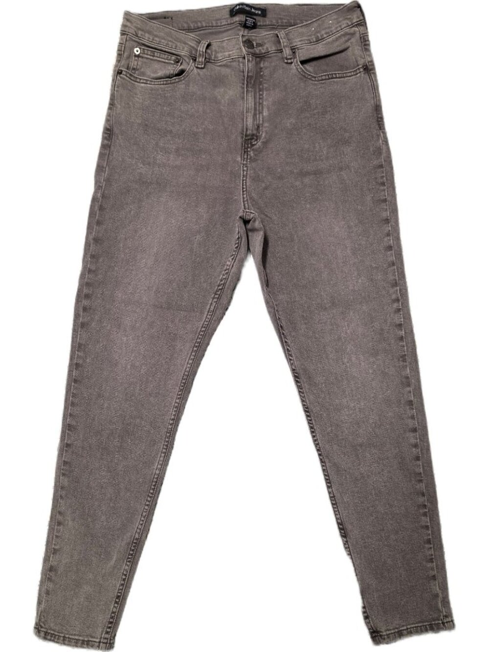 alvin Klein High Rise Skinny Jeans Womens 14 Gray Faded Charcoal Pants 33x28.5